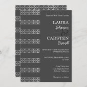 Chic Silver Stripes Hochzeitsempfang Einladung (Vorne/Hinten)