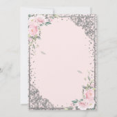 Chic Silver Tiara, Diamond Pink Blume Quinceañera Einladung (Rückseite)