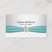 Chic Silver & Turquoise Ribbon Personal Shopper Visitenkarte (Vorderseite)