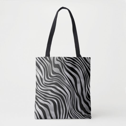 Chic Silver und Black Tiger Animal Print Tasche (Vorderseite)