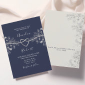 Chic Silver und Navy Blue Wedding Einladung