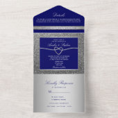 Chic Silver und Royal Blue Wedding All In One Einladung (Innen Boden)