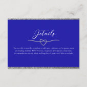 Chic Silver und Royal Blue Wedding Details Begleitkarte (Vorderseite)
