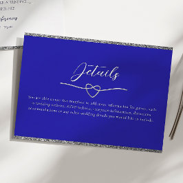 Chic Silver und Royal Blue Wedding Details Begleitkarte