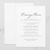 Chic Silver Wedding Kissing Menu Game Card (Vorne/Hinten)