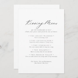 Chic Silver Wedding Kissing Menu Game Card