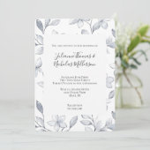 Chic Silver White Floral Wedding Einladung (Stehend Vorderseite)