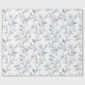 Chic Silver White Floral Wedding Geschenkpapier (Flach)