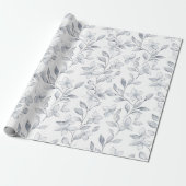 Chic Silver White Floral Wedding Geschenkpapier (Ungerollt)