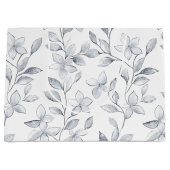 Chic Silver White Floral Wedding Große Geschenktüte (Vorderseite)