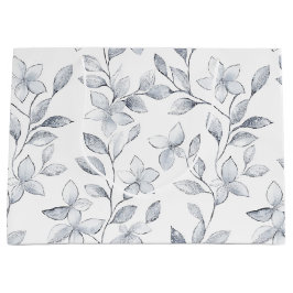 Chic Silver White Floral Wedding Große Geschenktüte