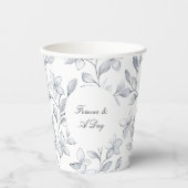 Chic Silver White Floral Wedding Pappbecher (Vorderseite)