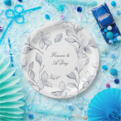 Chic Silver White Floral Wedding Pappteller (Party)