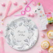 Chic Silver White Floral Wedding Pappteller (Party)