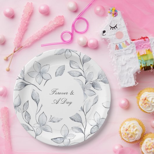 Chic Silver White Floral Wedding Pappteller (Party)