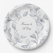 Chic Silver White Floral Wedding Pappteller (Vorderseite)