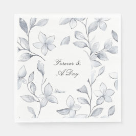 Chic Silver White Floral Wedding Serviette