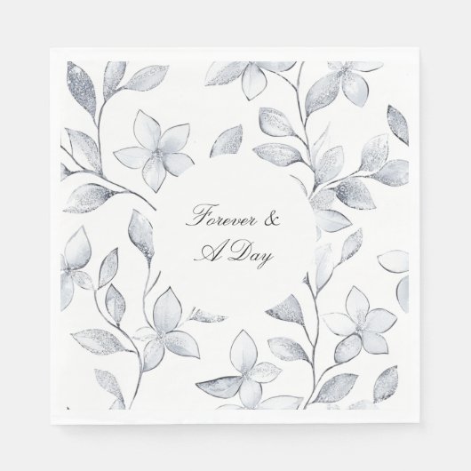 Chic Silver White Floral Wedding Serviette (Vorderseite)