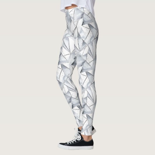 Chic Silver White Triangle Leggings (Links)