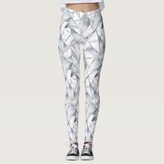 Chic Silver White Triangle Leggings (Vorderseite)