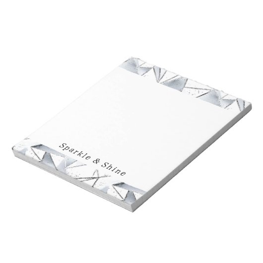 Chic Silver White Triangle Notizblock (Rotiert)