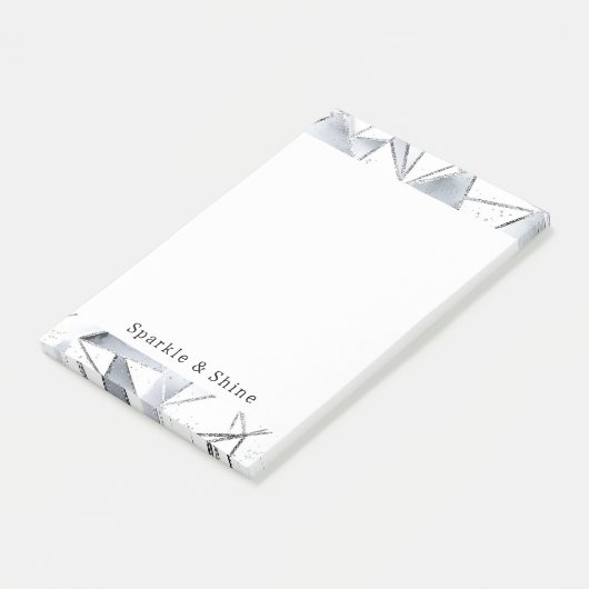 Chic Silver White Triangle Post-it Klebezettel (angewinkelt)