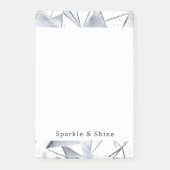 Chic Silver White Triangle Post-it Klebezettel (Vorderseite)
