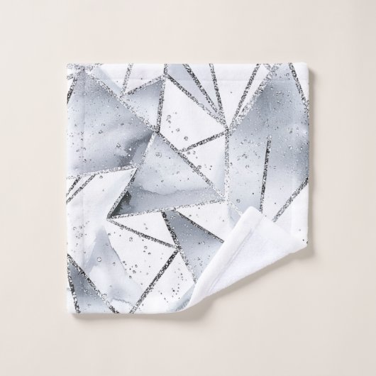 Chic Silver White Triangle Weihnachten Badhandtuch Set (Waschlappen)