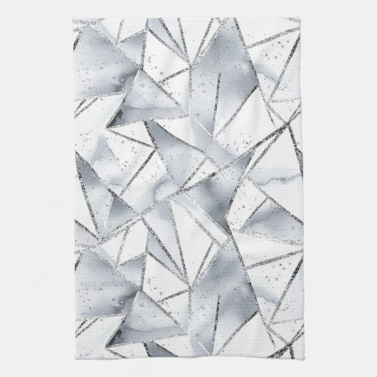 Chic Silver White Triangle Weihnachten Geschirrtuch (Vertikal)
