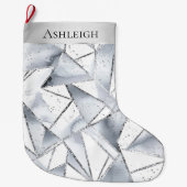 Chic Silver White Triangle Weihnachten Großer Weihnachtsstrumpf (Vorderseite)