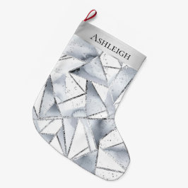 Chic Silver White Triangle Weihnachten Großer Weihnachtsstrumpf
