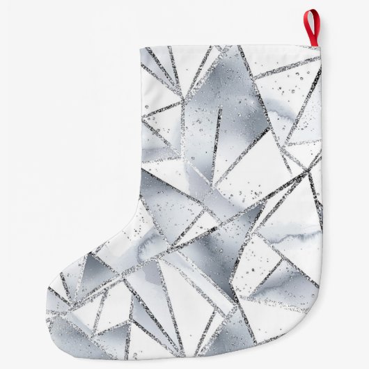 Chic Silver White Triangle Weihnachten Großer Weihnachtsstrumpf (Rückseite)