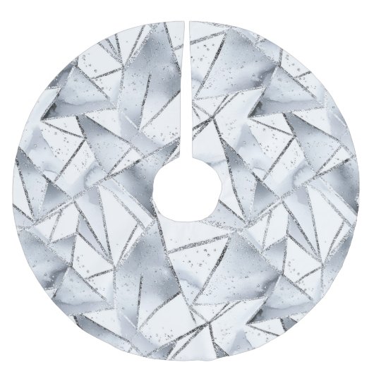 Chic Silver White Triangle Weihnachten Polyester Weihnachtsbaumdecke (Vorderseite)