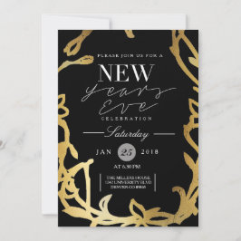 Chic Silvester Party | Gold Floral Einladung