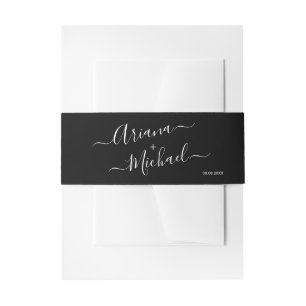 Chic Simple Black and White Wedding Individuellen  Einladungsbanderole