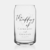 Chic Simple Black Script Wedding Keepake Dosenglas (Rückseite)