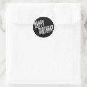 Chic & Simple Black & White Happy Geburtstag Runder Aufkleber (Tasche)