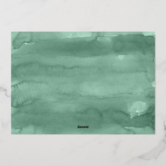 Chic Simple Blue & Green Branch Wedding Foto Folieneinladung (Rückseite)