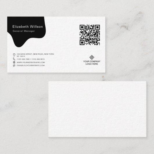 Chic Simple Business Logo Beruflich QR Code Visitenkarte (Vorne/Hinten)