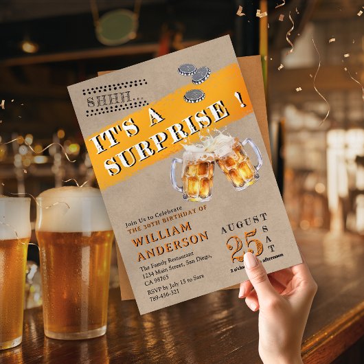 Chic Simple Cheers & Beers Ein überraschendes Part Einladung