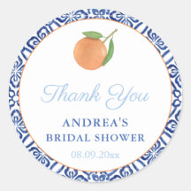 Chic Simple Citrus Blue Tiles Brautparty Gevor