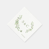 Chic Simple Custom Monogram Wreath Wedding Serviette (Ecke)