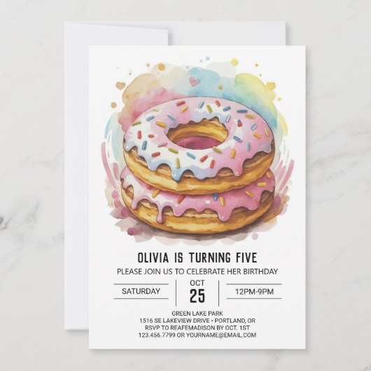 Chic Simple Donuts Geburtstag Einladung (Vorderseite)