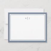 Chic Simple Dusty Blue Border Monogram Note Card Mitteilungskarte (Vorderseite)