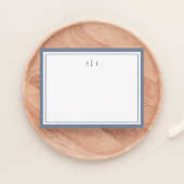 Chic Simple Dusty Blue Border Monogram Note Card Mitteilungskarte