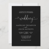 Chic Simple Elegant Script Black Foto Wedding Einladung (Rückseite)
