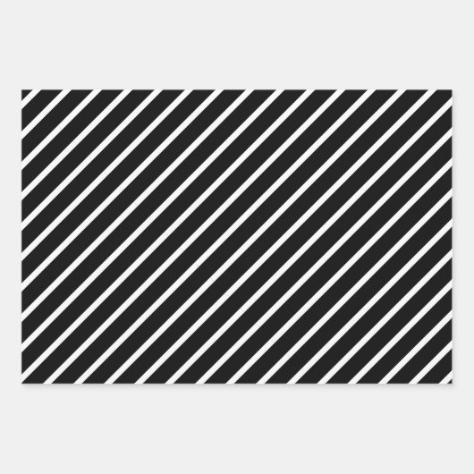 Chic Simple Elegante Black & White Diagonal Streif Geschenkpapier Set (Vorderseite 3)