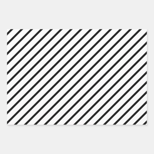 Chic Simple Elegante Black & White Diagonal Streif Geschenkpapier Set (Vorderseite 2)
