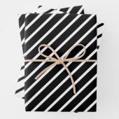 Chic Simple Elegante Black & White Diagonal Streif Geschenkpapier Set (Beispiel)