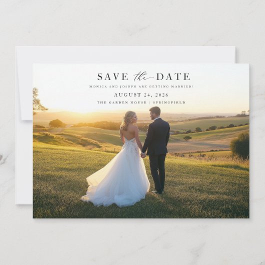Chic Simple Elegante Foto Wedding Save The Date (Vorderseite)